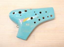 H44【新品】(颯)ダブルオカリナ　大阪府の作品　アルトC管 水色