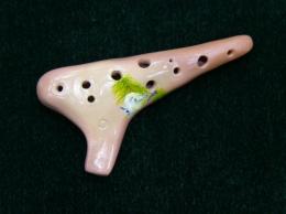 U18【新品】(BOM'S)オカリナ　裏穴丸バージョン　ソプラノC管　赤土素焼き「キクイタダキ」