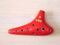 H11【訳あり品】(水無月)オカリナ　福岡県の作品　ソプラノG管　レッド