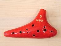 H13【訳あり品】(水無月)オカリナ　福岡県の作品　ソプラノG管　レッド