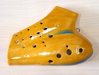 H27(颯)トリプルオカリナ　大阪の作品　アルトG管【黄土オレンジ】